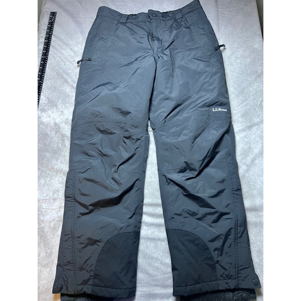 LL Bean Snow Pants Mens M Black Insulated Ski Snowboard Trousers Reinforced